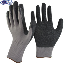 NMsafey manufacturers 13 gauge grey polyester liner dipped latex safety working gloves